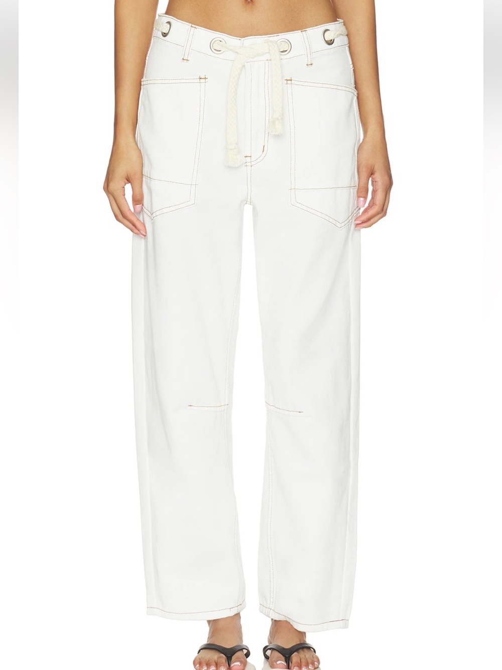 Lioness NWT Rush Hour Jeans Medium Porcelain White Cotton Denim Pant Revolve